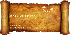 Kotrba Anita névjegykártya