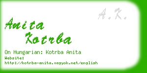 anita kotrba business card